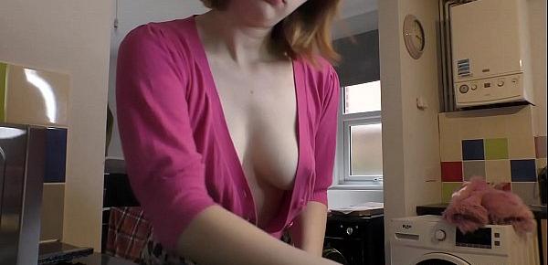  Big boobs babe Felicity shaking tits before downblouse